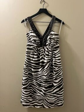 Organic Linen & Cotton Banana Republic Brown & White Zebra Print Strappy Dress